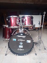 Batteria Mapex Tornado 5 pz asta pedale pearl