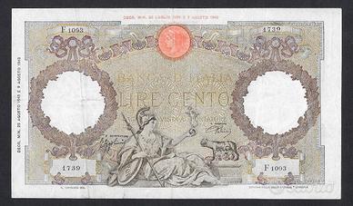 Banconota 100 lire 23.08.1943 rara