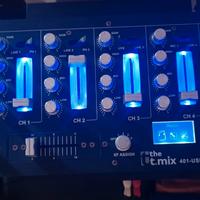 Mixer DJ a 4 canali con lettore USB 4 ingressi