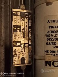 Motore elettrico monofase 2,5cv 3000giri