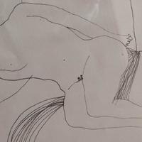 Litografia di Ugo Attardi "Donna sdraiata"