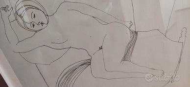 Litografia di Ugo Attardi "Donna sdraiata"