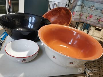 Lotto 3 insalatiere vintage ceramica terracotta