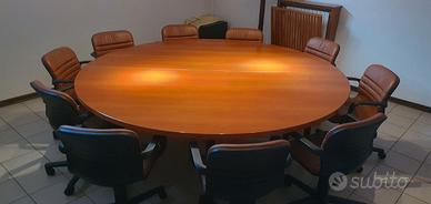 Grande tavolo rotondo 230 cm in legno massello con