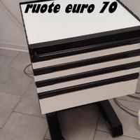 cassettiera in metallo con ripiano in vetro