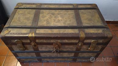 Baule vintage anni ’50 con doppiofondo cm 90x55x45