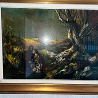 Dipinto Attilio Gattafu coppia nel bosco collezion