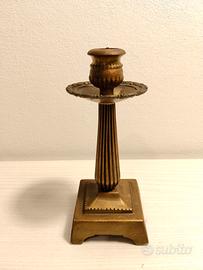 Antico Candeliere in Ottone Supporto Candela