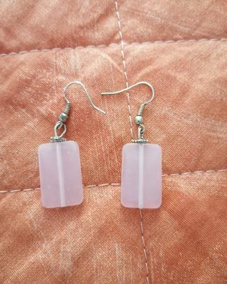 orecchini pendenti in quarzo rosa