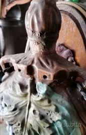 Coppia bottiglie da collezione in legno e ceramica