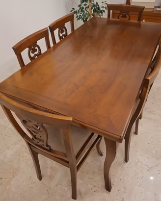Tavolo allungabile legno (160-240x85) + 6 sedie