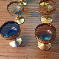 6 coppe da champagne in cristallo colorato anni 60