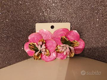 Orecchini fiore rosa e oro
