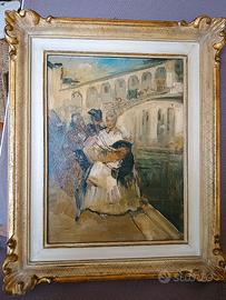 Maschere veneziane, dipinto firmato
