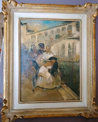 Maschere veneziane, dipinto firmato