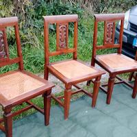 4 vecchie sedie con impagliatura viennese