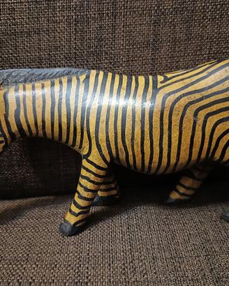 ZEBRA GIRAFFA Scultura Etnica Artigianale in Legno