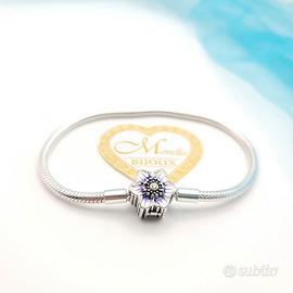 Bracciale fiore orchidea rosa bianca misura 19 