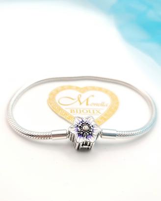 Bracciale fiore orchidea rosa bianca misura 19 