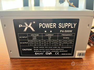 Power x alimentatore p4 500w con ventola