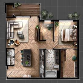 Bilocale con balcone a 560 TUTTO INCLUSO