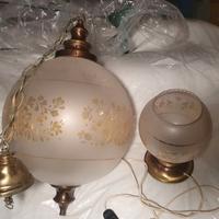 Lampadario in vetro a sfera vintage