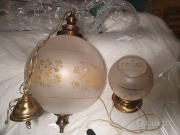 Lampadario in vetro a sfera vintage