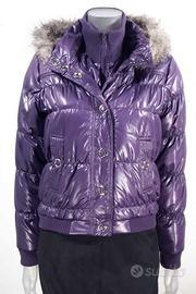 Piumino donna viola con cappuccio staccabile