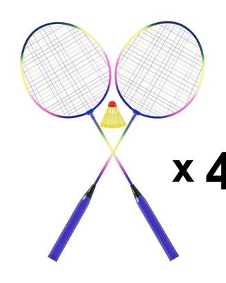 Set da Badminton: 8 Racchette Arcobaleno, 4 Volani