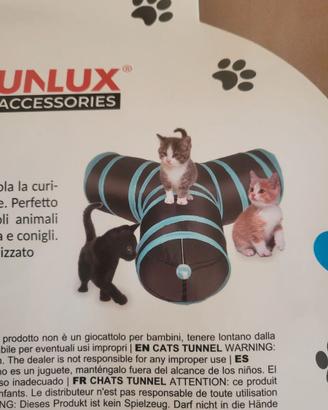 TUNNEL PER GATTI A TRE  USCITE COLORE ROSA