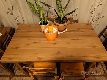 Tavolo rettangolare con sei sedie vintage