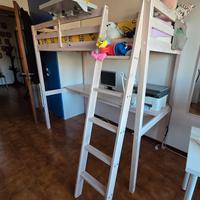 Letto a soppalco 90x190 in pino massello