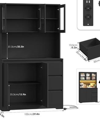 Mobile dispensa con luci led e prese