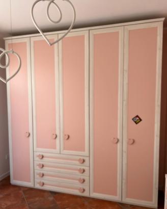 Cameretta bambina completa rosa  e bianca 