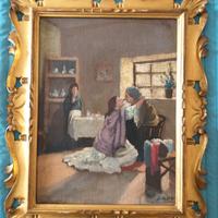 Dipinto macchiaiolo_Scena di interno con bacio