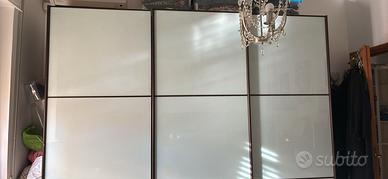 ARMADIO 3 ANTE SCORREVOLI VETRO E LEGNO