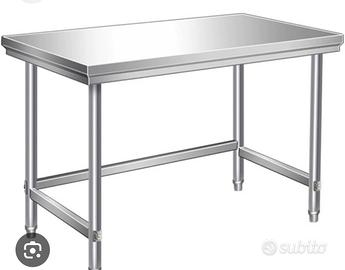 tavolo piano lavoro acciaio, lavandino 