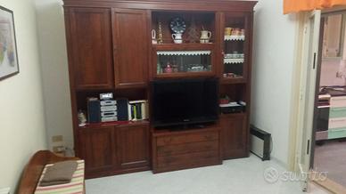 PARETE ATTREZZATA LIBRERIA SOGGIORNO IN LEGNO MASS