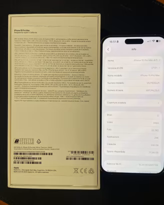 Iphone 15 pro max bianco 256gb