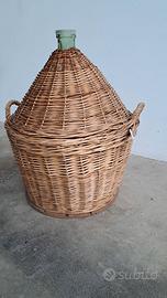 n. 5 damigiane in vetro impagliate da 54 litri