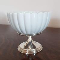 Alzatina ceramica base silver plated