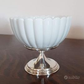 Alzatina ceramica base silver plated