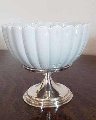 Alzatina ceramica base silver plated