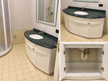 Mobile bagno curvo 145 cm con piano in marmo verde