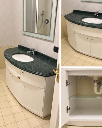 Mobile bagno curvo 145 cm con piano in marmo verde