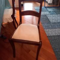 3 sedie antiche in legno imbottite
