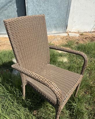 Sedia da Giardino con Braccioli Rattan Sintetico