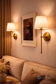 Set 2 applique da parete dorate con paralume 