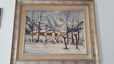quadro dipinto paesaggio innevato