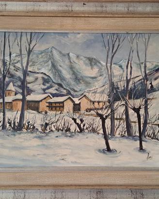 quadro dipinto paesaggio innevato
